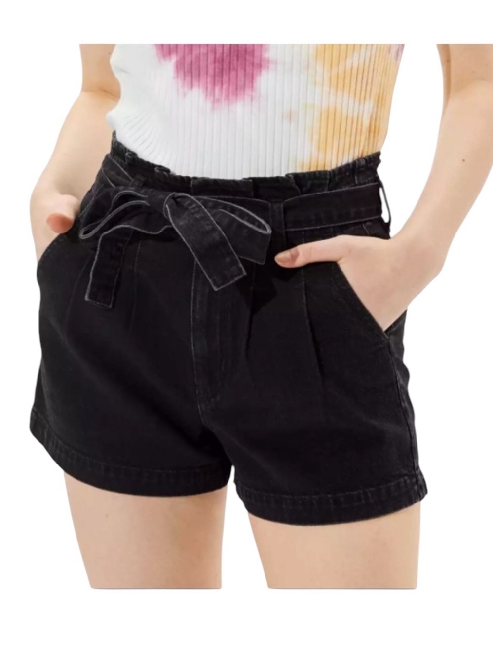 NWT - American Eagle Mom Short High Rise Denim Shorts Black - Size 8